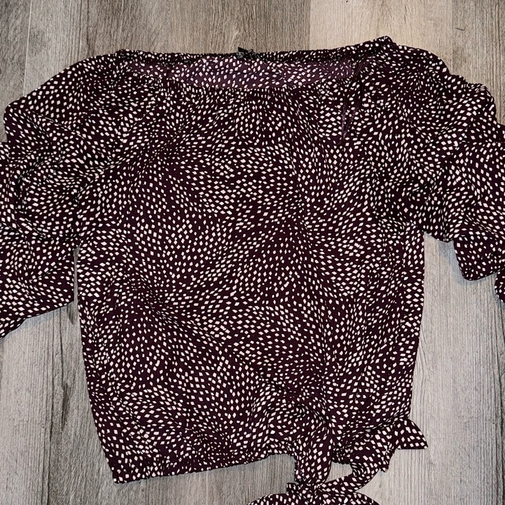 Express blouse quarter sleeve ruffle blouse